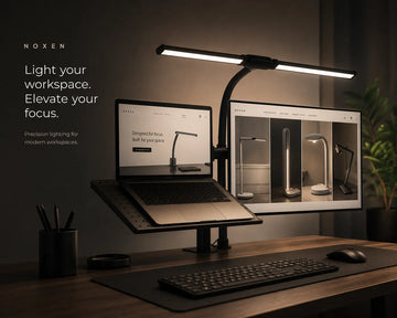 NOXEN Dual Arc — Wide Desk Light for Large Workspaces